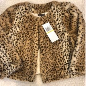 NWT Nina Leonard faux fur leopard shrug. Size medium. Excellent tailoring extrem
